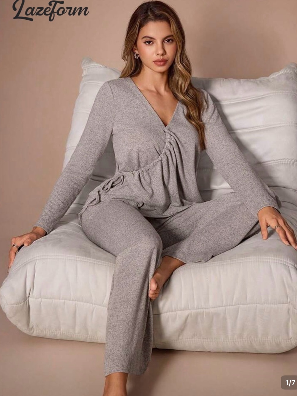 Women's Cozy Knit Lounge Set - Gray